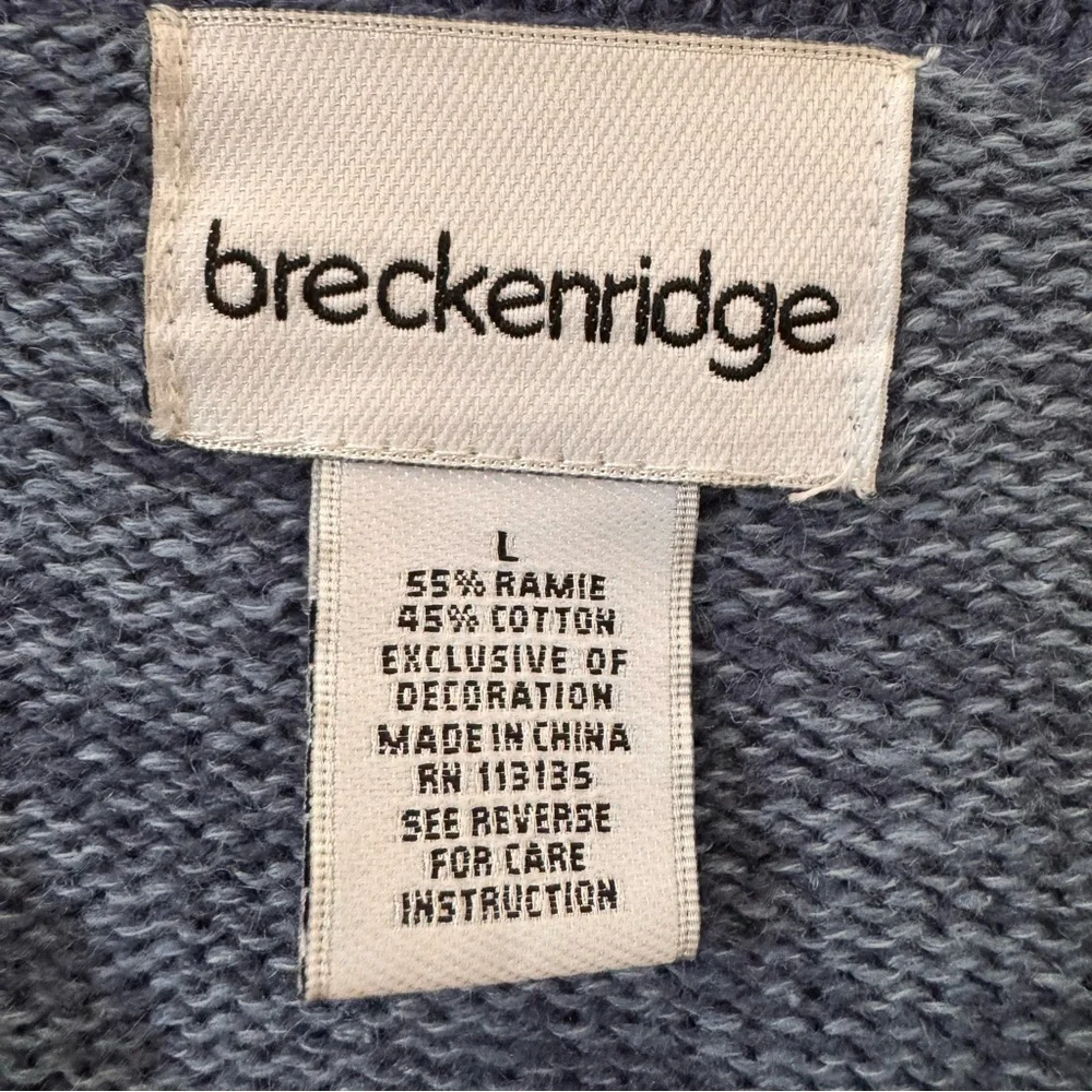 Vintage Breckenridge Snowflake Blue Sweater Cardigan Winter Holiday Size L - Picture 7 of 7